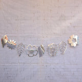 Maxbell Tropical Leaves Flower Banner Garland Birthday Hawaii Party Decor Silver
