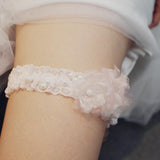 Maxbell Elastic Wedding Bridal Lace Leg Garter with Pearls for Brides Bridesmaid