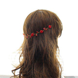 Maxbell Bridal Crown Headband Fashion Red Rose Earrings Headdress Hair Accessory