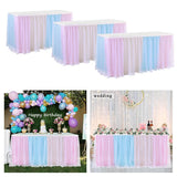 Maxbell Rainbow Tutu Ruffled Table Skirt Wedding Banquet Home Party Decor 1.83x0.77m
