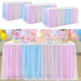 Maxbell Rainbow Tutu Ruffled Table Skirt Wedding Banquet Home Party Decor 1.83x0.77m