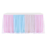 Maxbell Rainbow Tutu Ruffled Table Skirt Wedding Banquet Home Party Decor 1.83x0.77m