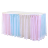 Maxbell Rainbow Tutu Ruffled Table Skirt Wedding Banquet Home Party Decor 1.83x0.77m