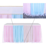 Maxbell Rainbow Tutu Ruffled Table Skirt Wedding Banquet Home Party Decor 4.27x0.77m