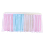 Maxbell Rainbow Tutu Ruffled Table Skirt Wedding Banquet Home Party Decor 4.27x0.77m