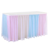 Maxbell Rainbow Tutu Ruffled Table Skirt Wedding Banquet Home Party Decor 4.27x0.77m