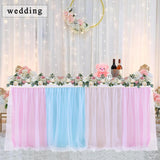 Maxbell Rainbow Tutu Ruffled Table Skirt Wedding Banquet Home Party Decor 4.27x0.77m