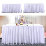 Maxbell Tulle Table Skirt Pleated Tablecloth Christmas Banquet Table Decor 2 Yards