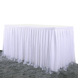 Maxbell Tulle Table Skirt Pleated Tablecloth Christmas Banquet Table Decor 2 Yards