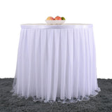 Maxbell Tulle Table Skirt Pleated Tablecloth Christmas Banquet Table Decor 2 Yards