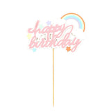 Maxbell 3x Glitter Cake Toppers Cupcake Pick DIY Cake Decor Party Favor Pink 2