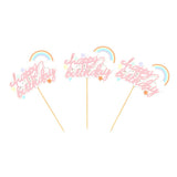 Maxbell 3x Glitter Cake Toppers Cupcake Pick DIY Cake Decor Party Favor Pink 2