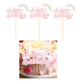 Maxbell 3x Glitter Cake Toppers Cupcake Pick DIY Cake Decor Party Favor Pink 2