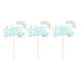 Maxbell 3x Glitter Cake Toppers Cupcake Pick DIY Cake Decor Party Favor Light Blue 2