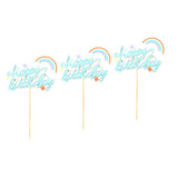 Maxbell 3x Glitter Cake Toppers Cupcake Pick DIY Cake Decor Party Favor Light Blue 2