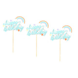 Maxbell 3x Glitter Cake Toppers Cupcake Pick DIY Cake Decor Party Favor Light Blue 2