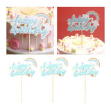 Maxbell 3x Glitter Cake Toppers Cupcake Pick DIY Cake Decor Party Favor Light Blue 2