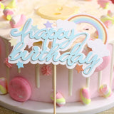 Maxbell 3x Glitter Cake Toppers Cupcake Pick DIY Cake Decor Party Favor Light Blue 2