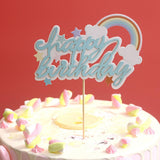 Maxbell 3x Glitter Cake Toppers Cupcake Pick DIY Cake Decor Party Favor Light Blue 2