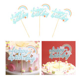 Maxbell 3x Glitter Cake Toppers Cupcake Pick DIY Cake Decor Party Favor Light Blue 2