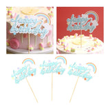 Maxbell 3x Glitter Cake Toppers Cupcake Pick DIY Cake Decor Party Favor Light Blue 2