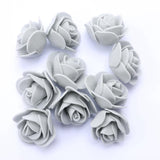 Maxbell 100x Mini Foam Rose Head Artificial Flowers DIY Garland Bouquet Decor Gray