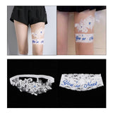 Maxbell 2 Piece Women's Lace Flower Leg Garter Belt Rings Blue