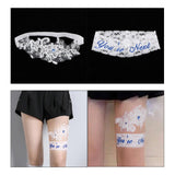 Maxbell 2 Piece Women's Lace Flower Leg Garter Belt Rings Blue