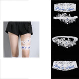 Maxbell 2 Piece Women's Lace Flower Leg Garter Belt Rings Blue