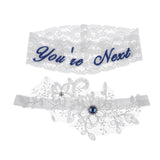 Maxbell 2 Piece Women's Lace Flower Leg Garter Belt Rings Blue
