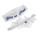 Maxbell 2 Piece Women's Lace Flower Leg Garter Belt Rings Blue