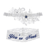 Maxbell 2 Piece Women's Lace Flower Leg Garter Belt Rings Blue