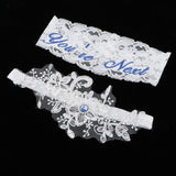 Maxbell 2 Piece Women's Lace Flower Leg Garter Belt Rings Blue