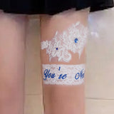Maxbell 2 Piece Women's Lace Flower Leg Garter Belt Rings Blue