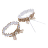 Maxbell 2 Piece Womens Lace Flower Leg Garter Belt Rings Brown