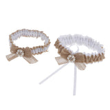 Maxbell 2 Piece Womens Lace Flower Leg Garter Belt Rings Brown