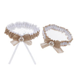 Maxbell 2 Piece Womens Lace Flower Leg Garter Belt Rings Brown