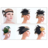 Women's Vintage Style Feather 1920s Headpiece Flapper Headband Black+White