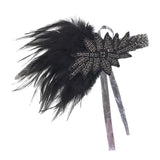 Women's Vintage Style Feather 1920s Headpiece Flapper Headband Black 2