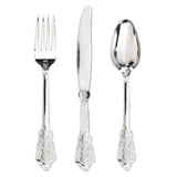 Maxbell Disposable Cutlery Plastic Forks Spoons Knifes Party Decor Silverware Silver