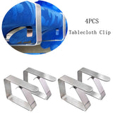 4x Stainless Steel Table Cloth Cover Desk Skirt Clip Clamp Party Picnic