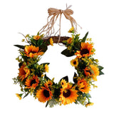 Artificial Flower Garland Sunflower Green Leaf for Festival Door Hanging