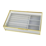 Maxbell Clear Jewelry Tray with Lid Velvet Earring Drawer Insert Display Show Case