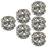 Maxbell  Set of 6 Crystal Napkin Holders Rings for Wedding Festival Decorative Crafts silver