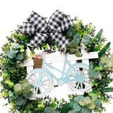 20''Artificial Green Leaves Wreath Farmhouse Greenery Front Door Decor Black