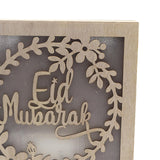 Wooden Eid Square LED Lamp Table Home Bedside Decor Muslim Lights Warm White style 1