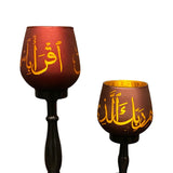 Maxbell Ramadan Glass Tealight Holders for Home Anniversary Celebration Black