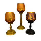 Maxbell Ramadan Glass Tealight Holders for Home Anniversary Celebration Black
