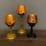 Maxbell Ramadan Glass Tealight Holders for Home Anniversary Celebration Black