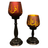 Maxbell Ramadan Glass Tealight Holders for Home Anniversary Celebration Black